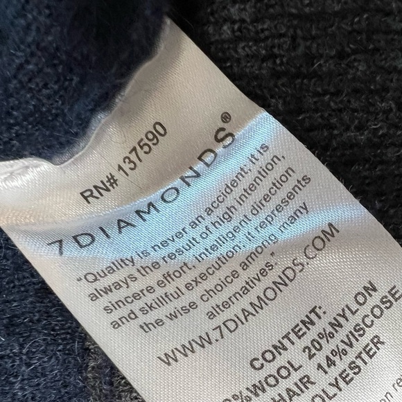 7 Diamonds Miller Sweater Cardigan Blue Gray Mens XL Wool Mohair Blend 959 - Picture 4 of 5